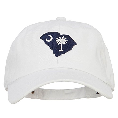 South Carolina State Flag Map Embroidered Unstructured Washed Cap - White OSFM