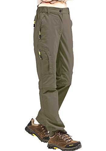 Hiking Pants Women Convertible Quick Drying Travel Zip Off Lightweight Outdoor Stretch Safari Camping Pants, 4409,Khaki,30