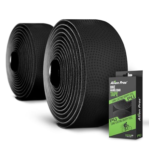 ALIEN PROS Bike Handlebar Tape PU (Set of 2) Black - Enhance your bike Grip with These bicycle handle bar tape - Wrap your bike for an awesome comfortable ride (Set of 2, Black)