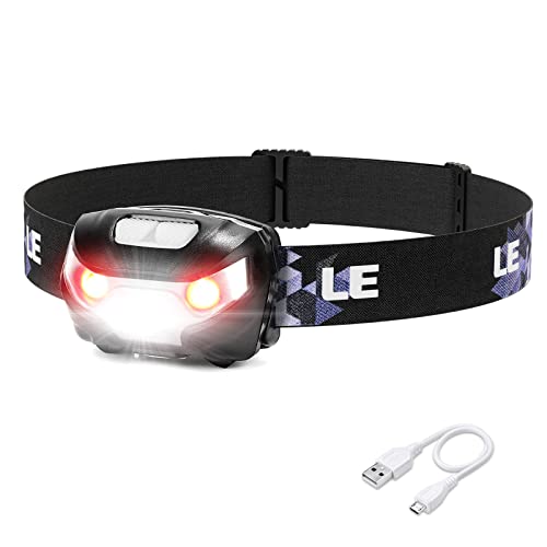 Lighting EVER LED Rechargeable Headlamp, L3200 High Lumen Bright Head Lamp with 5 Modes and White Red Light, Waterproof Forehead Flashlight for Outdoor Camping, Hiking, Hunting, Running, Survival