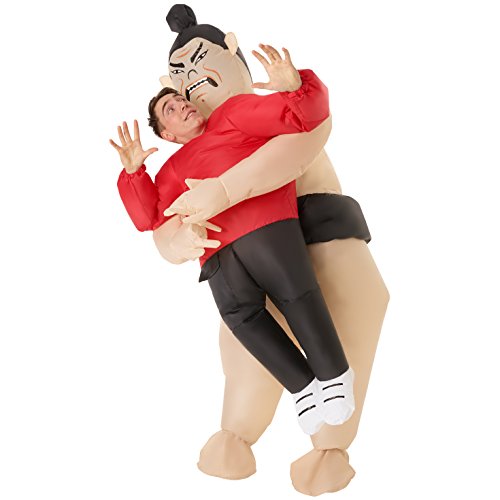 Mens Sumo Wrestler Pick Me Up Inflatable Costume - Great Illusion Fancy Dress Outfit One size fits most