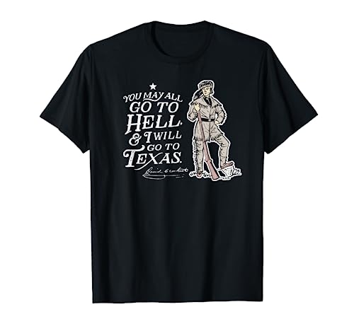 Davy Crockett Texas Alamo May Go To Hell Vintage Souvenir T-Shirt