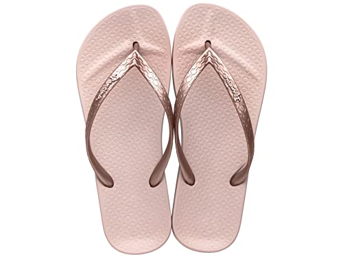 Ipanema Women's Ana Tan Flip Flop - Comfortable & Stylish Summer Sandal with Anatomic Footbed & Non-Slip Sole, Pink & Metallic Pink, Size 7