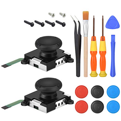 Assenic Joystick Replacement for Nintendo Switch Joycon, Joy con Drift Repair Kit. NS Joy-Con & Switch Lite Controller Analog Thumb Stick Parts, with Full Repair Tool（2 Pack）.
