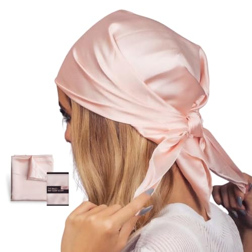 Kitsch Satin Hair Scarf for Women - Elegant Head Wrap with Luxurious Feel | Versatile Satin Bandana Scarf - Ideal for Stylish Turban Looks | Chic and Comfortable Head Scarf, Multiway Blush