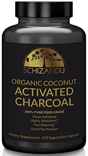 Schizandu Activated Coconut Charcoal Capsules- Supports Health - Vegan, Organic, Non-GMO, No Additives - X-Large Bottle 210 Count