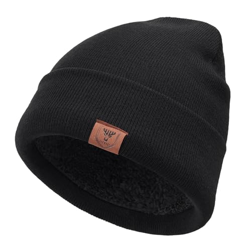 OZERO Daily Skully Beanie Hat,Thick and Soft Knitting Stretch to Fit Most Black