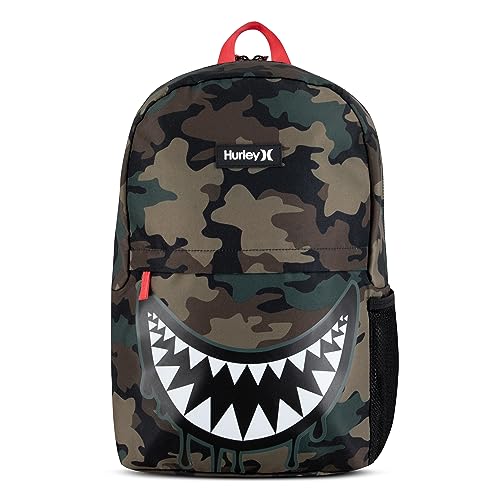 Hurley Unisex-Adults One and Only Backpack, Green Camo Shark, Large