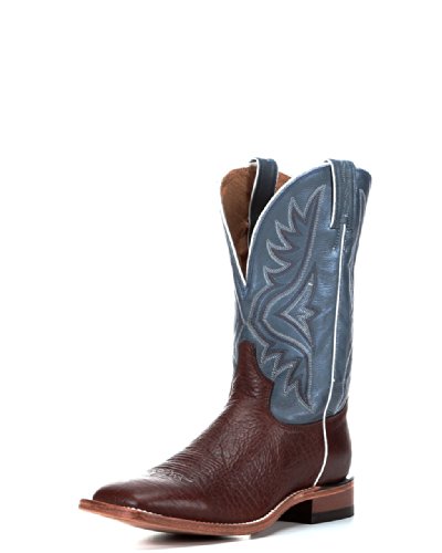 Tony Lama Men's Americana Pecan Bison Baltic Blue Cowboy Boot Brown/Blue 13 EE