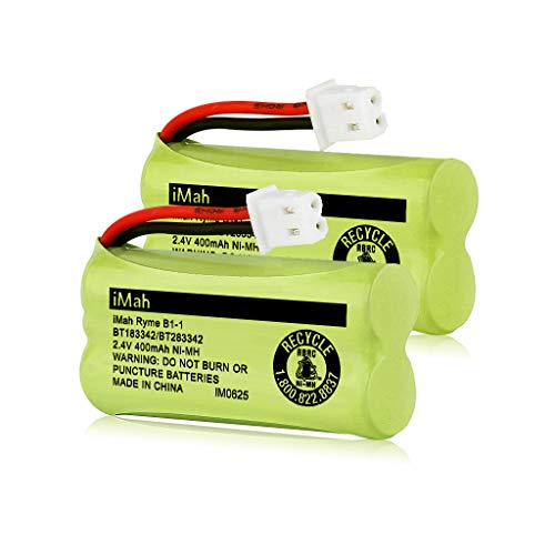 iMah BT183342/BT283342 2.4V 400mAh Ni-MH Battery Compatible with AT&T CL82207 EL52100 EL50003 VTech CS6709 CS6609 CS6409 BL102-3 Handset Replace Battery BT166342 BT266342 BT162342 BT262342, 2-Pack