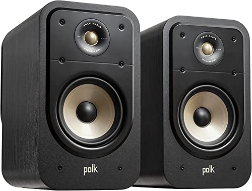 Polk Audio Signature Elite ES20 Bookshelf Speaker - Hi-Res Audio Certified, Dolby Atmos & DTS:X Compatible, 1' Tweeter & 6.5' Woofer, Power Port Technology for Effortless Bass (Pair, Stunning Black)