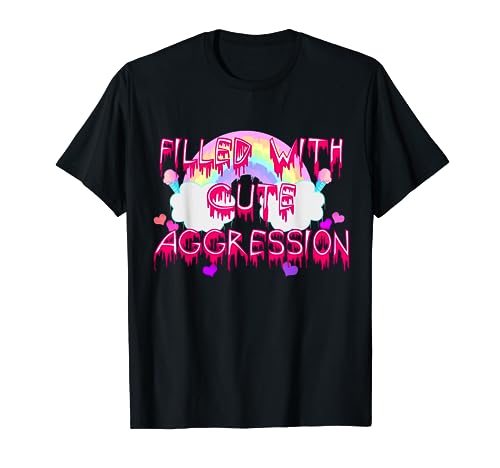 Filled with cute aggression dripping rainbow cloud pastel T-Shirt