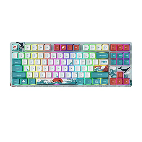 Womier M87 TKL Mechanical Keyboard, Hot Swappable Wireless Gaming Keyboard 87 Keys, RGB Backlit Custom Keyboard Onboard Memory for Windows Mac PC Gamer (Coral Sea, Gateron Red Switch)