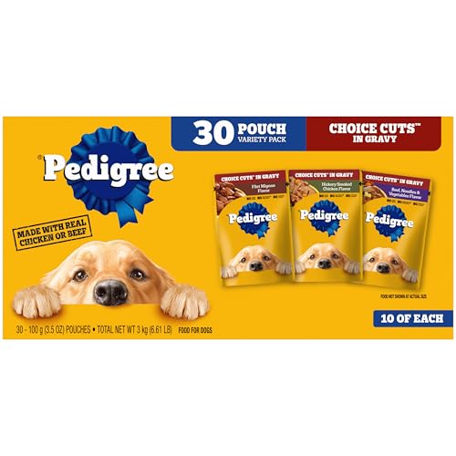 PEDIGREE CHOICE CUTS IN GRAVY Adult Soft Wet Dog Food 30-Count Variety Pack, 3.5 oz Pouches