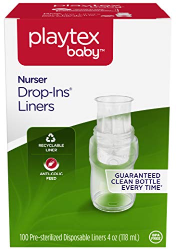 Playtex Baby Nurser Pre-Sterilized Disposable Bottle Liners, Closer to Breastfeeding, 4 oz, 100 Count
