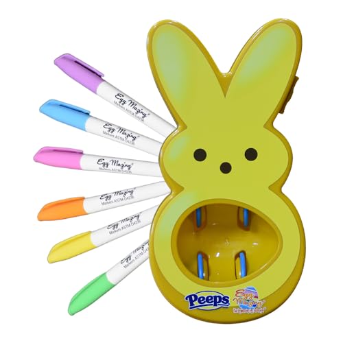 The Eggmazing Egg Decorator - Peeps Bunny - Arts and Craft Set Includes 6 Colorful Quick Drying, Non-Toxic Markers - Yellow