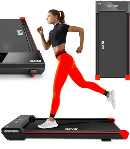REVO Walking Pad Treadmill for Home with Remote | Portable Under Desk Treadmills with 0.5-4mph Speed Range | 300lbs Max Weight & 6ft 6in Max Height | Backed by 2 Year Promise