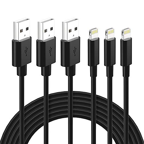 Nikolable Lightning Cable Certified iPhone Charger 3Pack 6ft Lighting to USB A Charging Cord Compatible with iPhone 14 13 12 11 Pro Max XS XR 8 Plus 7 Plus 6s Plus 5S iPad Pro and More, Black