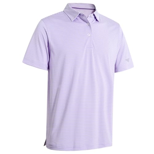 Mens Golf Shirts Moisture Wicking Dry Fit Short Sleeve Performance Sport Stripe Golf Polo Shirts for Men