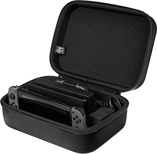 Amazon Basics Hard Shell Travel and Storage Case For Nintendo Switch & OLED Switch, Black, 12 x 4.8 x 9 Inches