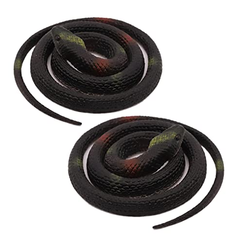 Homdipoo Realistic Fake Rubber Toy Snake Black Fake Snakes That Look Real Prank Stuff Cobra Snake 27 Inch Long (Black)