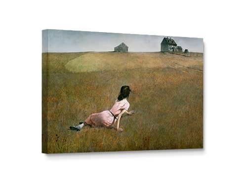 Niwo ART - Christina's World, World's Most Famous Paintings Series, Canvas Wall Art Home Decor, Gallery Wrapped, Stretched, Framed Ready to Hang (18'x12'x1.5')