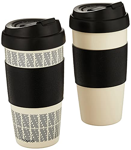 Copco 5237160 Reusable Set of 2 Insulated Double Wall Travel Mugs 16-ounce White/Black