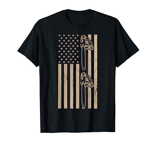 Lumberjack Woodcraft American Flag USA Independence Day T-Shirt