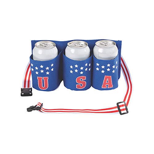 USA Patriotic Beer Holster (with Adjustable Strap) Fourth of July Party Supplies