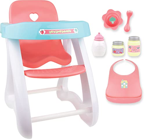 JC Toys - for Keeps Playtime! | Baby Doll High Chair | Fits Dolls up to 17' | Sturdy High Chair and Play Accessories | Ages 2+, Pink