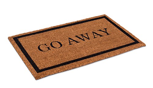 BIRDROCK HOME Go Away Doormat | 18 x 30 Inch | Vinyl Backed Coir Welcome Mat with Black Border | Natural Fade | Door mat for Outside Entrance