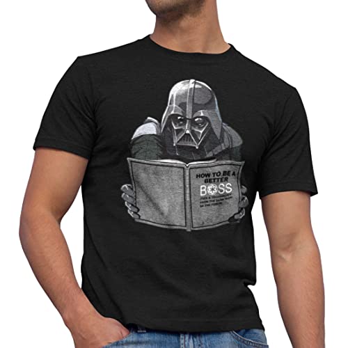 STAR WARS Darth Vader T-Shirt for Men Adult Graphic Dad Tshirt Men's Father Tee Gift Merch Women Apparel Clothes Stuff Novelty Vintage Improving Vader How to Be A Better Boss (Black, Large)