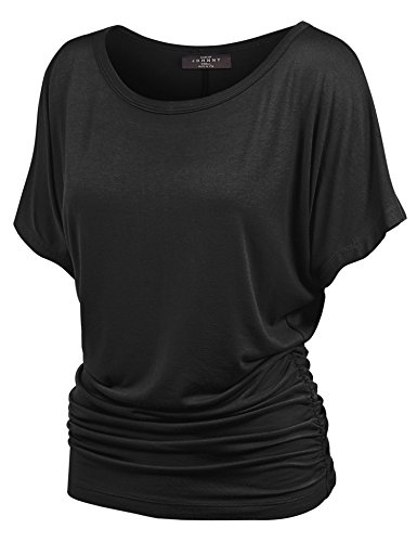 MBJ WT817 Womens Dolman Drape Top with Side Shirring XL Black