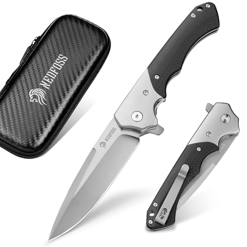 NedFoss W.SWAN Pocket Knife, 3.5 inch D2 Steel Folding Knife with Clip, G10 Handle, Safety Liner Lock, Large Sharp Pocket Knives for Hiking, Outdoor, Mens Gift