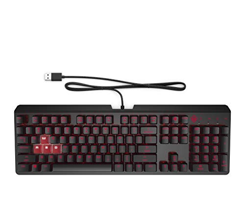 HP Omen Encoder Customizable Mechanical Gaming Keyboard with Cherry MX Red Keys, Full N-Key Rollover, LED Backlit, USB (6YW76AA), 6YW76AA#ABA