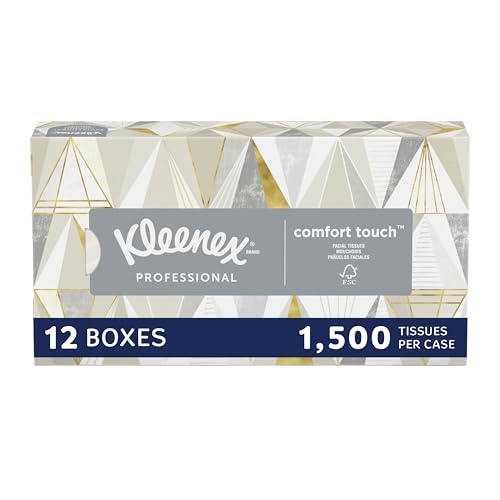 Kleenex Professional Facial Tissues, Bulk (03076), 2-Ply, White, Flat Facial Tissue Boxes for Business, Convenience Case (125 Tissues/Box, 12 Boxes/Case, 1,500 Tissues/Case)