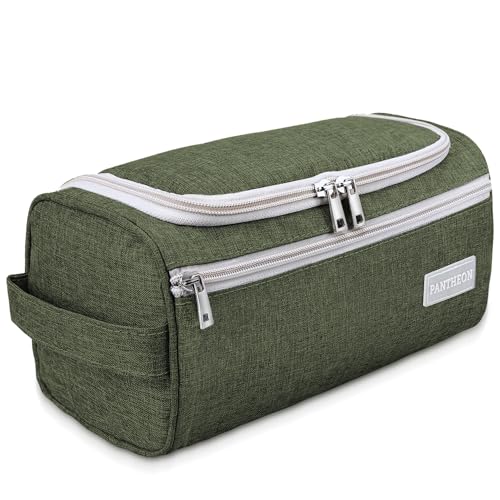 Pantheon Travel Toiletry Bag for Men and Women, Travel bag for Toiletries, Dopp Kit for Men, Travel Bathroom Bag, Mens Travel Bag Hanging Toiletry Organizer Toiletry Kit for Traveling (Green)