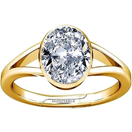 Divya Shakti 3.25-3.50 Carat American Diamond Round Zircon Gemstone Panchdhatu Adjustable Ring for Men & Women