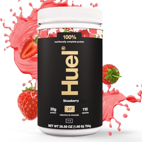 Huel Vegan Protein Powder | Strawberry | Complete Nutrition | 20g Protein, 27 Vitamins and Minerals, 100% Plant-Based, Gluten Free, Non-GMO, Lactose Free | 26 Servings