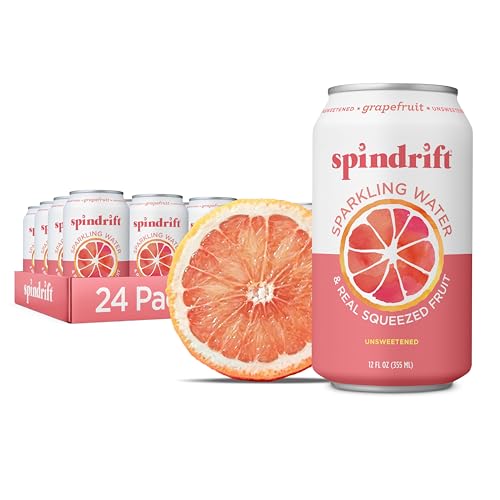 Spindrift Sparkling Water, Grapefruit Flavored, Made with Real Squeezed Fruit, (Only 15 Calories per Can), 12 Fl Oz (Pack of 24)