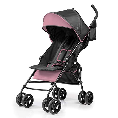 Summer Infant 3Dmini Convenience Stroller, Pink – Lightweight Stroller with Compact Fold, Multi-Position Recline, Canopy with Pop Out Sun Visor and More – Umbrella Stroller for Travel