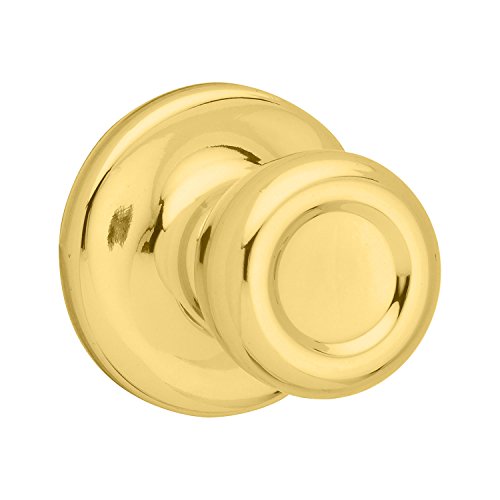 Kwikset Mobile Home Interior Passage Door Knob, Handle For Closet and Hallway Doors, Non-Locking Doorknob in Polished Brass