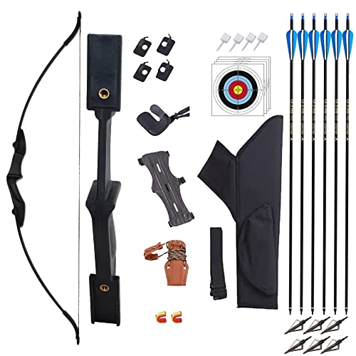 SOPOGER Archery Takedown Recurve Bow and Arrow Set for Youth & Adult Beginner 20-40lbs Left and Right Hand Longbow Kit Outdoor Hunting Shooting Training Practice (30 LBS)