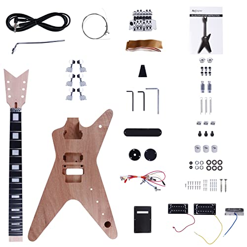 Leo Jaymz DIY Electric Guitar Kits with Mahogany Body and Neck - ebony Fingerboard and All Components Included (ML)