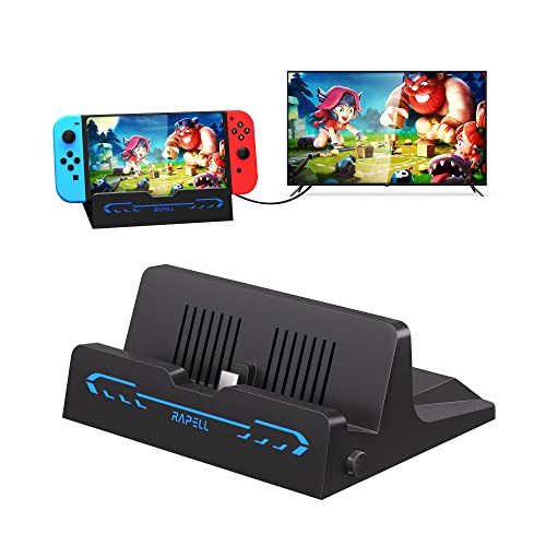 Rapell Nintendo Switch Dock for Switch/Switch OLED，Portable Switch Dock with HDMI Adapter and USB 3.0 Port for Official Nintendo Switch (Black HDMI)