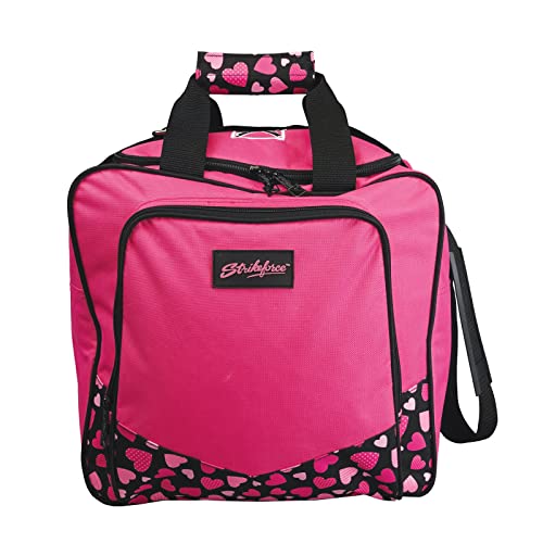KR Strikeforce Krest Hearts Single Bowling Ball Tote Bag Holds One Bowling Ball and Shoes Up to Size 14 (Hearts)