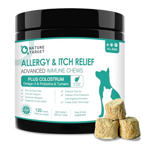 Dog Allergy Relief Freeze Dried Chews, with Probiotics, Colostrum for Immune Health, Anti Itch & Seasonal Allergies & Scratching, Omega 3 for Skin & Coat Health, Stop Pawlicking, Hot Spots, Shedding
