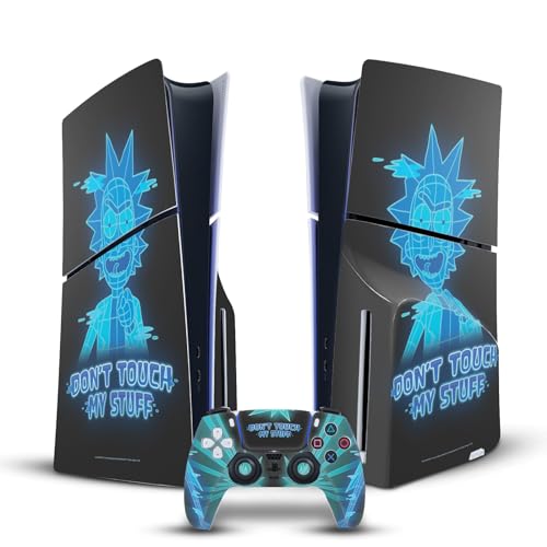 Head Case Designs Officially Licensed Rick and Morty Don't Touch My Stuff Graphics Vinyl Gaming Skin Decal Compatible with Sony Playstation 5 PS5 Slim Disc Edition Console & DualSense Controller