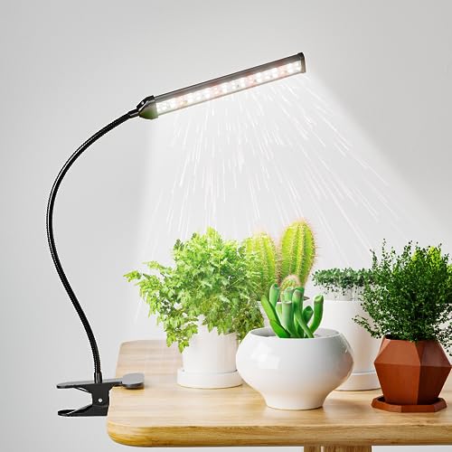 GooingTop Grow Light LED Gooseneck Lamp,6500K 50W Full Spectrum 72 LED Plant Lamp Clip-on Desk for Indoor Plants Growing,Lighting Brightness Changeable,Timer 4 8 12 18Hrs