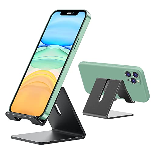 Cell Phone Stand,Desk Phone holder for Office, Home, Bed, School. Cute Desktop Facetime Phone Holder,Metal Phone Dock Cradle Compatible with Switch iPhone 14 13 12 11 iPad Mini, Tablet (Black)